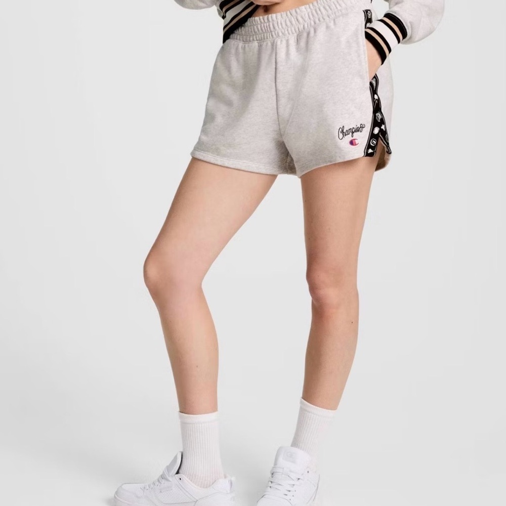 NWT Champion Women's Mid Rise French Terry Pull On Gray Athletic Shorts-S
